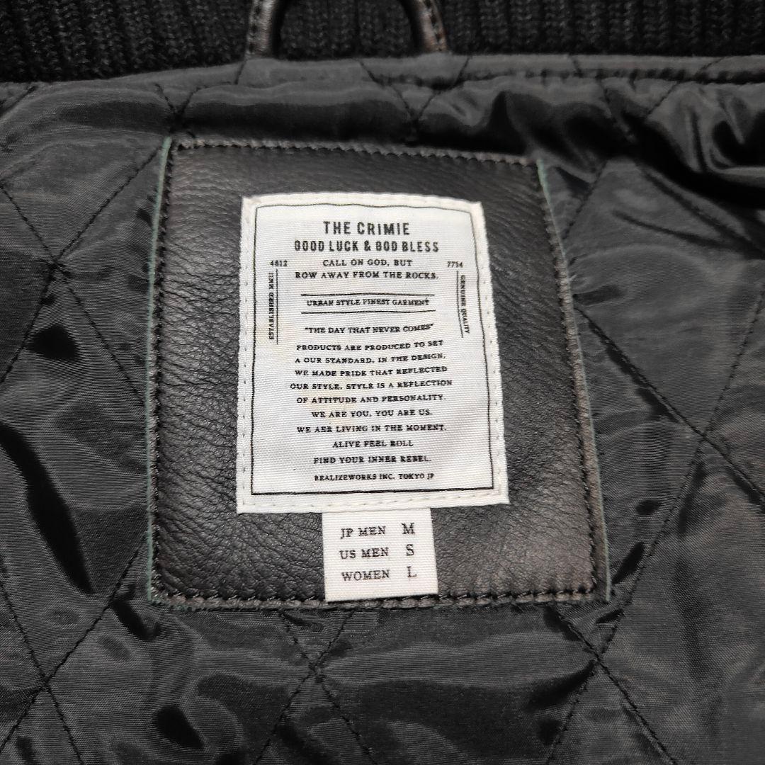 美品✨CRIMIE 袖レザー 牛革 ウール スタジアムジャケット M