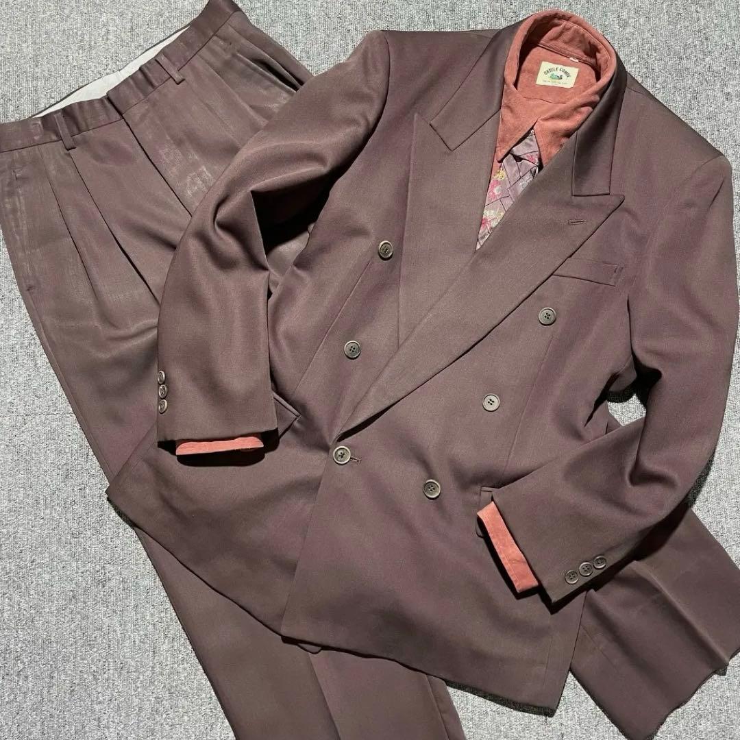 希少カラー ダブルブレスト スーツ セットアップ コーデ 成人式 小豆色