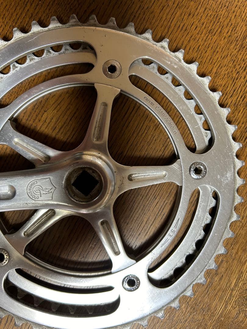 カンパニョーロレコードクランクpcd151古い、ギヤ53x46,長さ165mm