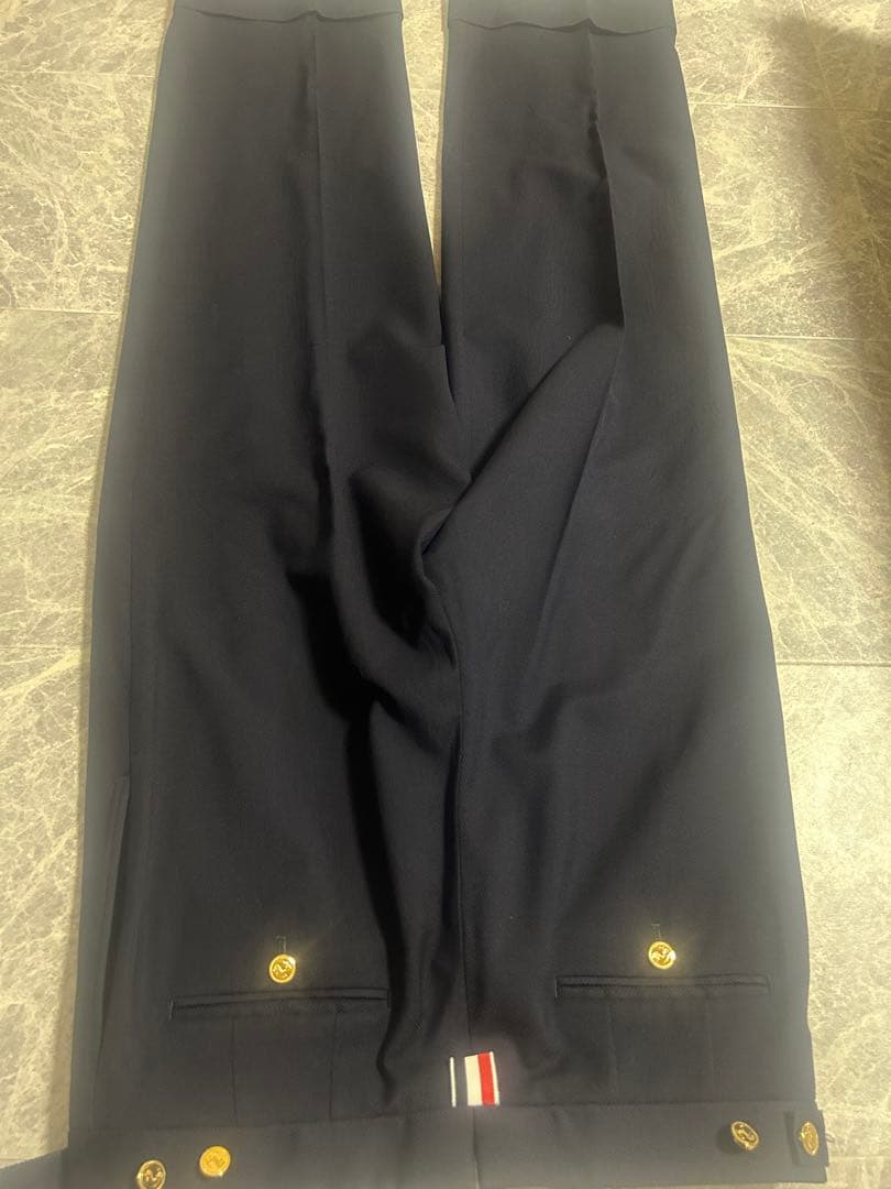 トムブラウン ウールピケスーチングシングルプリーツトラウザーロングパンツ