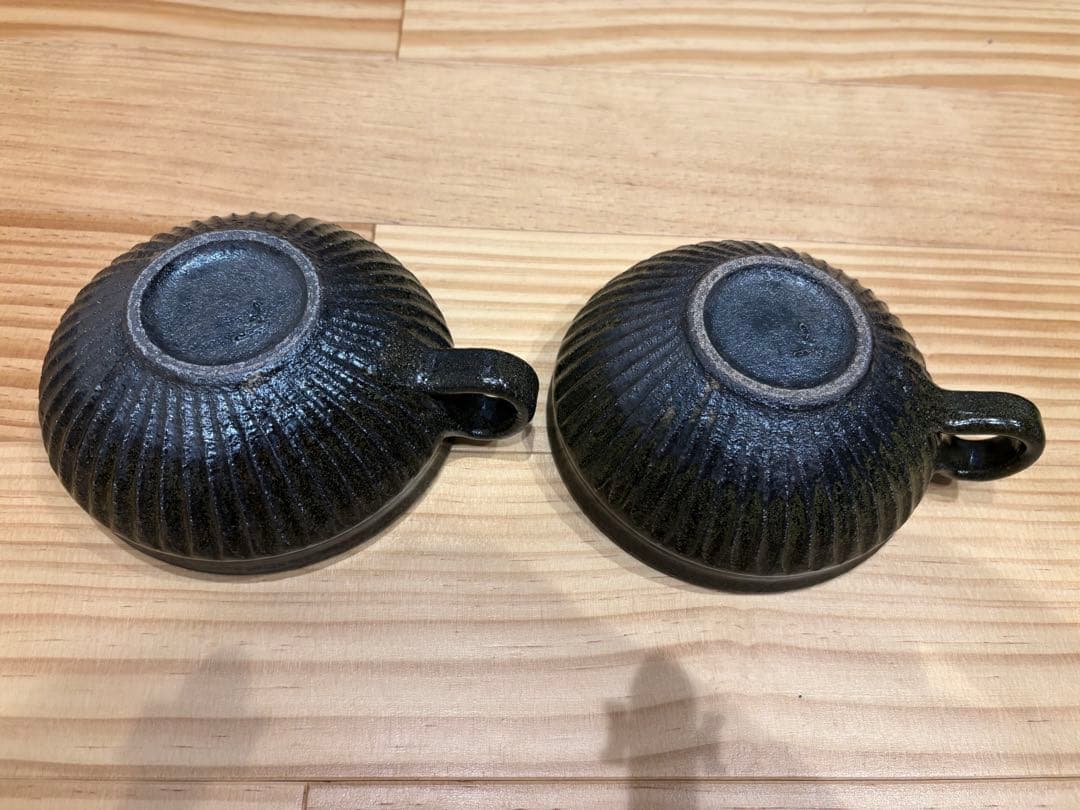 余宮隆スープカップ２客　黒釉　新品未使用