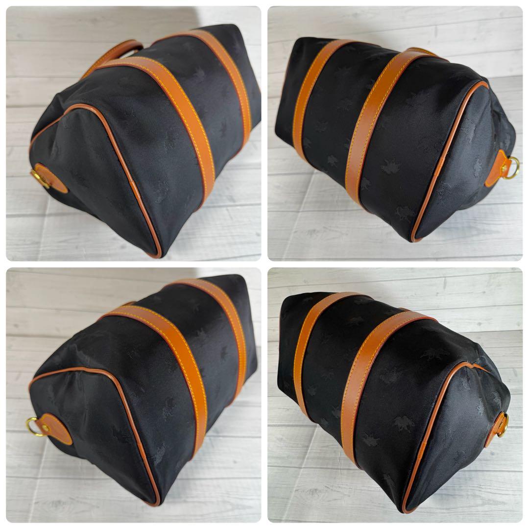 【美品】ハンティングワールド　ミニボストンバッグ　レザー　ナイロン　ロゴ　黒