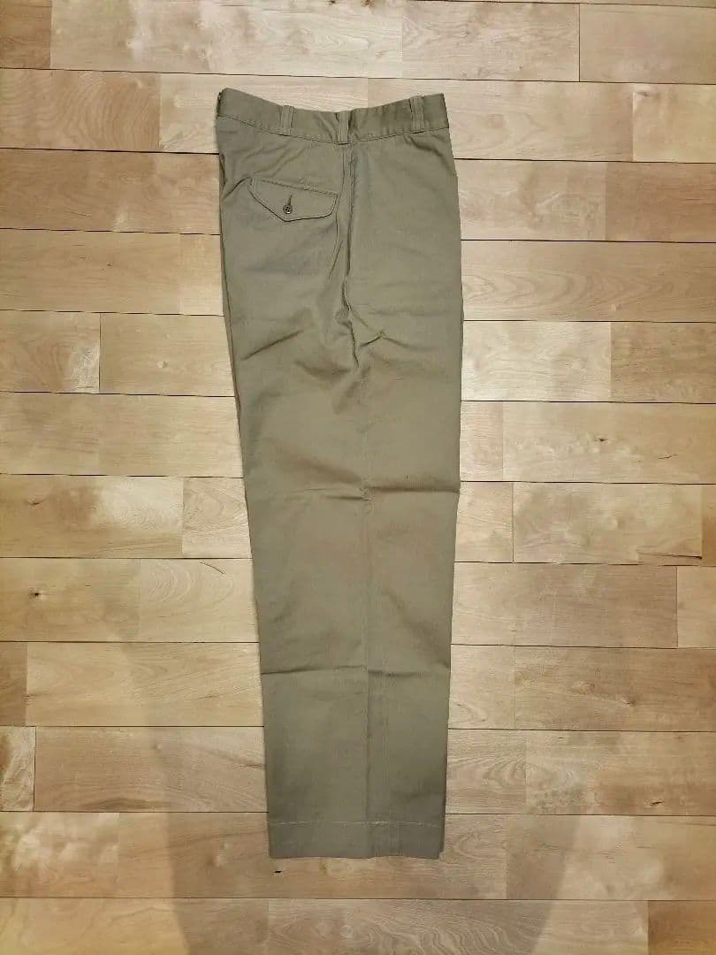 60s USMC（米海兵隊）カーキ・チノパンツ アルミジップ　W33表記