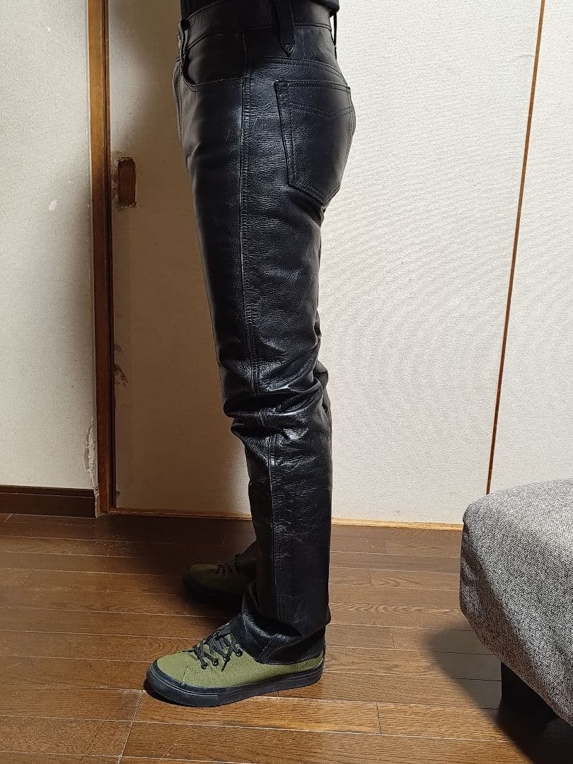 Back Drop レザーパンツ 31 ブラック