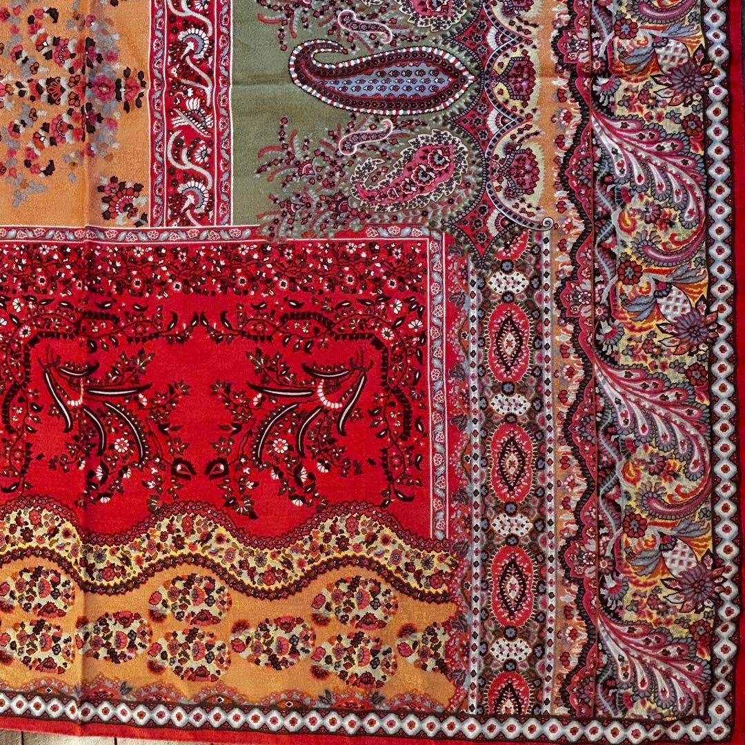ETRO エトロ ペイズリー 大判 ストール シルク ウール　イタリア製　正方形