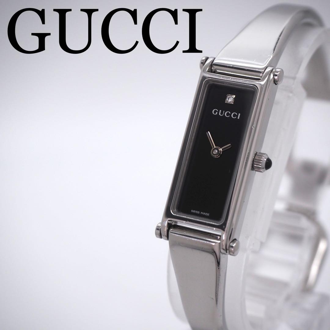 148 稼働　GUCCI 時計　レディース　バングル　1Pダイヤ　1500L