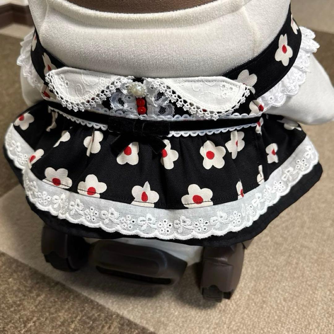 ラボット LOVOT 服 ホワイトフラワー ブラック襟付きワンピース＆帽子セット