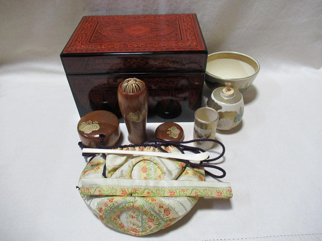 こころがけ様用　茶道具　きんま塗　茶箱　道具皆揃い