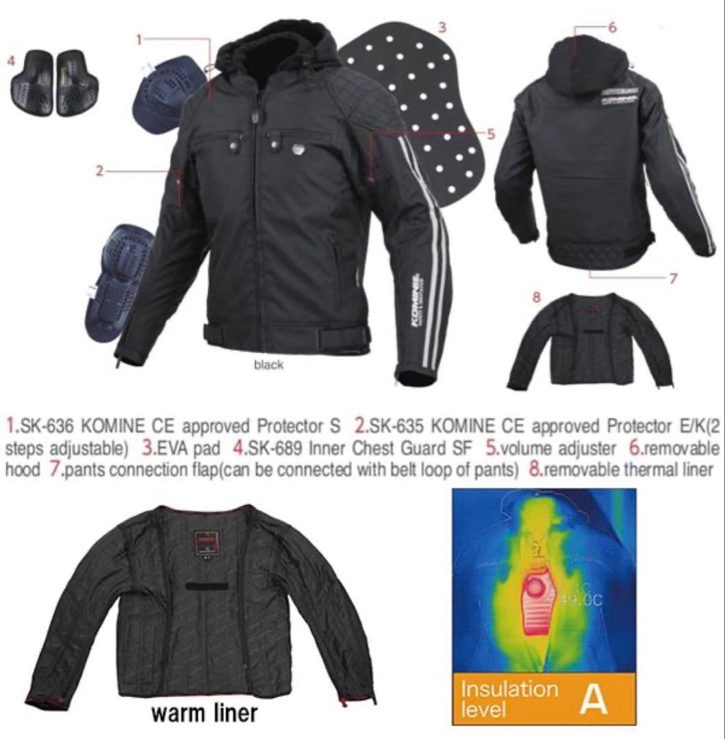 【中綿ライナー】【L】KONNE バイク ライダースジャケット メンズ