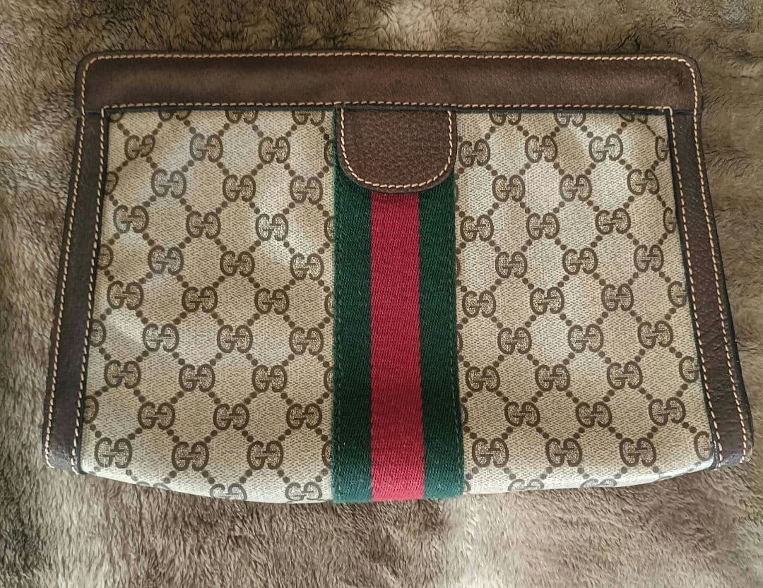 GUCCI シェリーライン クラッチバッグ レザー PVC GG セカンドバッグ