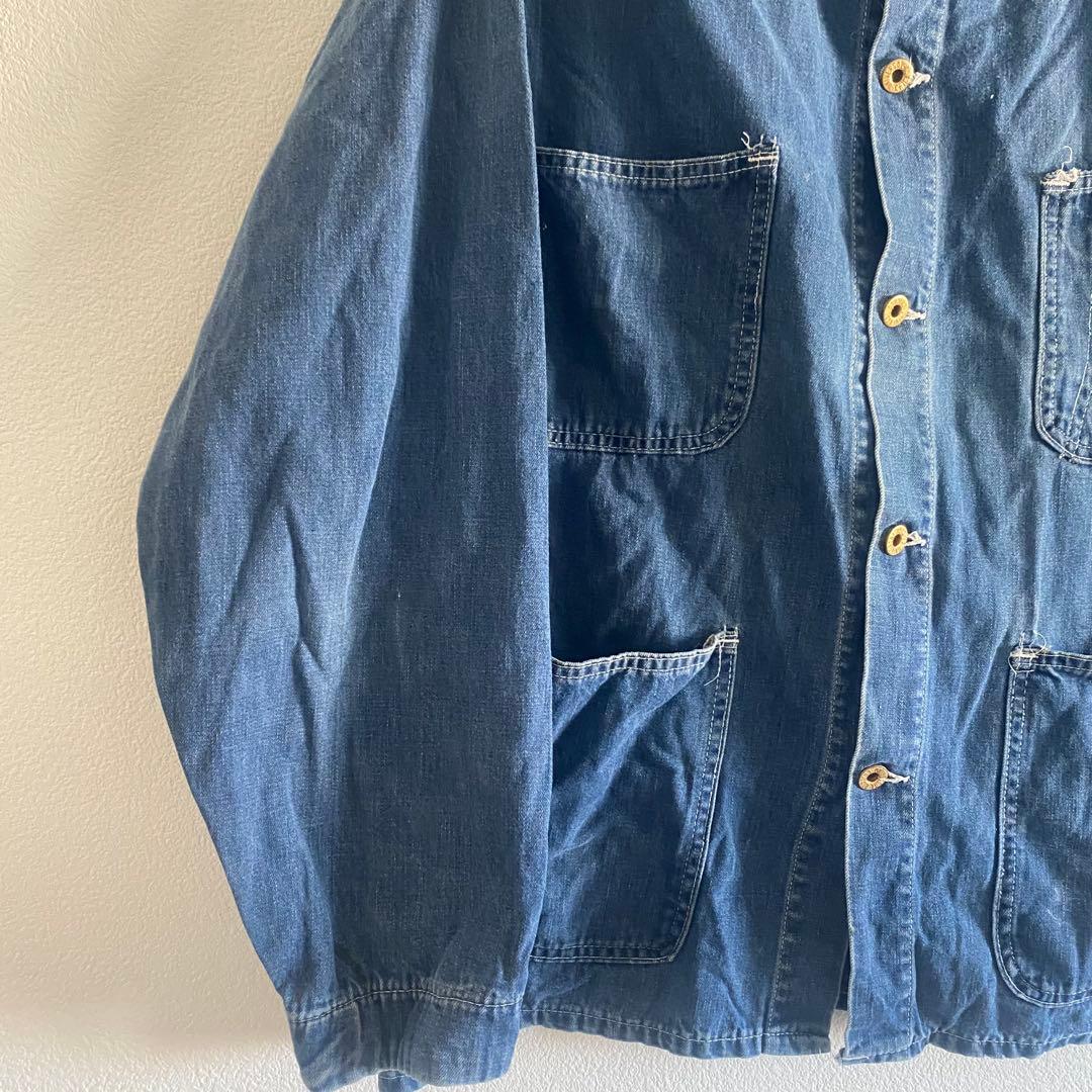 希少 60s デニム カバーオール 4ポケ 裏地なし46サイズ ヴィンテージ