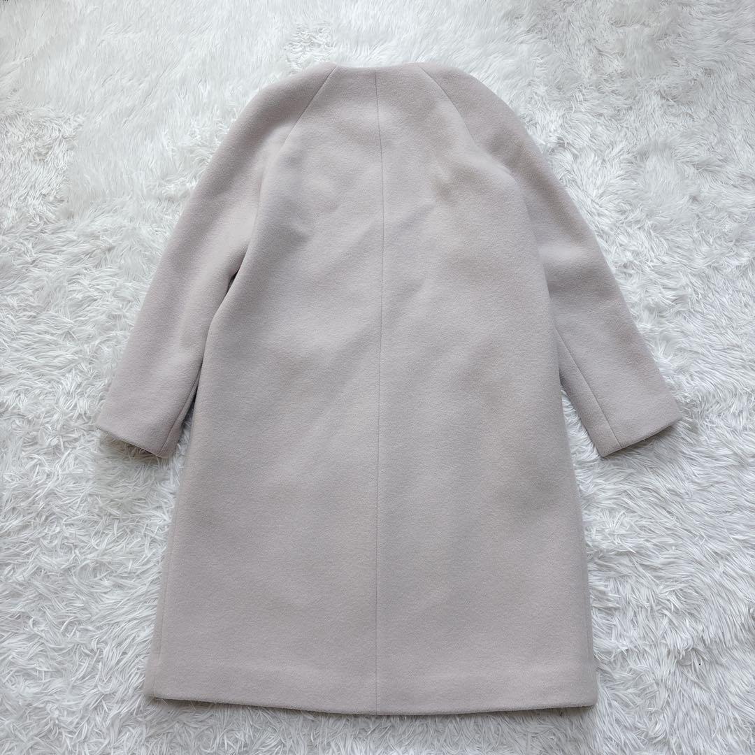 ANAYI アナイ ダブルビーバー クルーコート ノーカラー カシミヤ混 ピンク