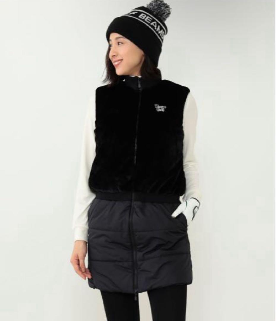 BEAMS GOLF ファー　中綿　ワンピース ブラック M