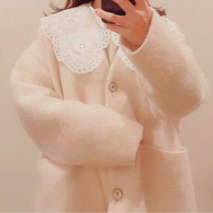 ◆新品未使用◆　yori ウールモヘア　シャギージャケット　ライトピンク