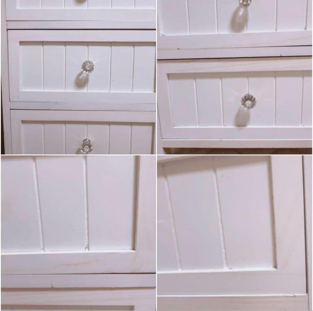 ♡SALE♡ シャビー調 チェスト5段 衣類収納 ホワイト アンティーク風