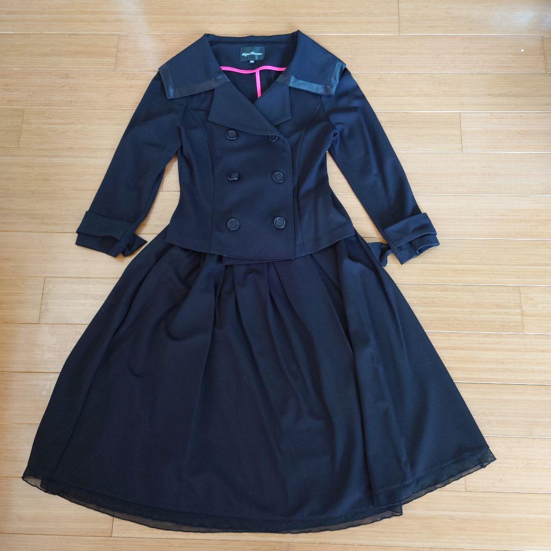 レジーナロマンティコスーツ ブラック ダブルブレスト スカートスーツ