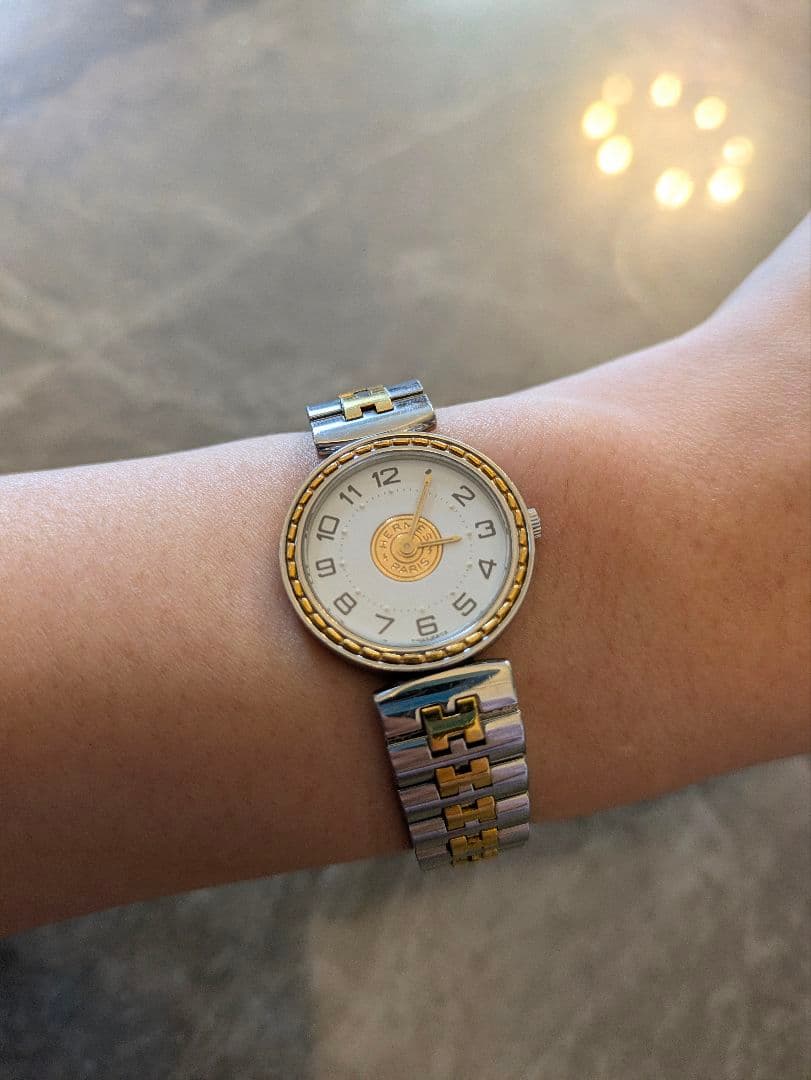 ミ*ラ様 コンビブレスクォーツ腕時計（電池新品・専門店クリーニング済）