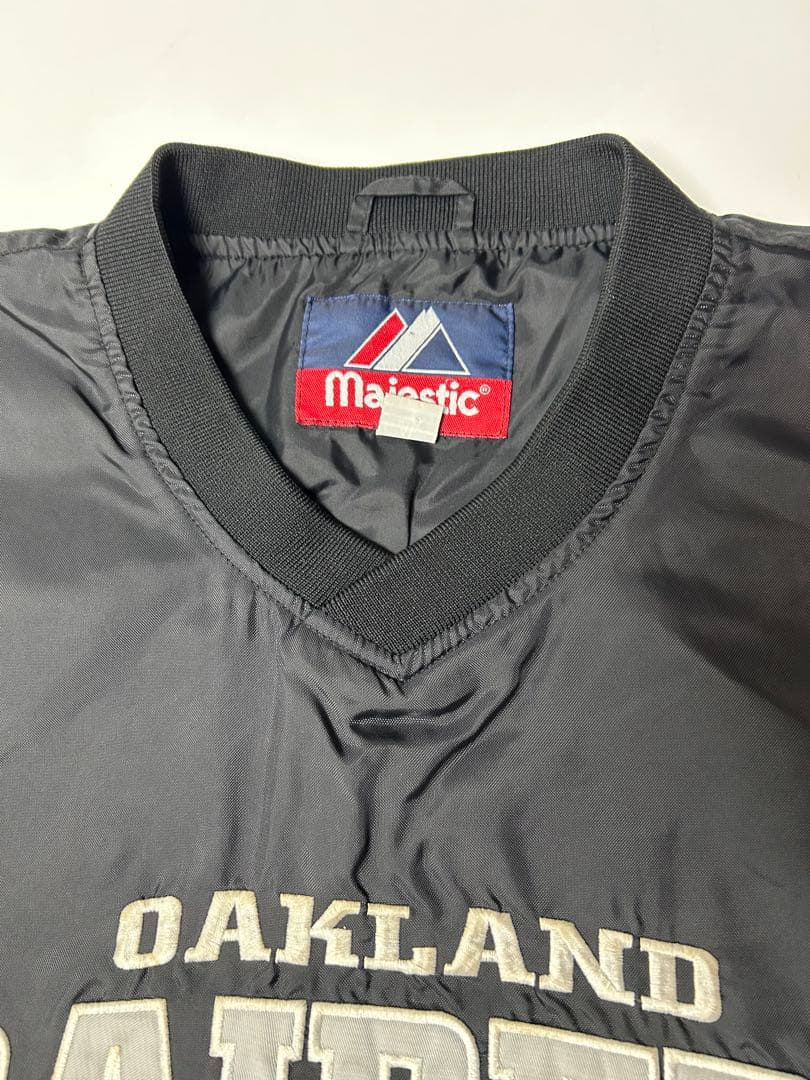 Majestic ゲームシャツ　長袖　ブラック　RAIDERS ナイロン　XL