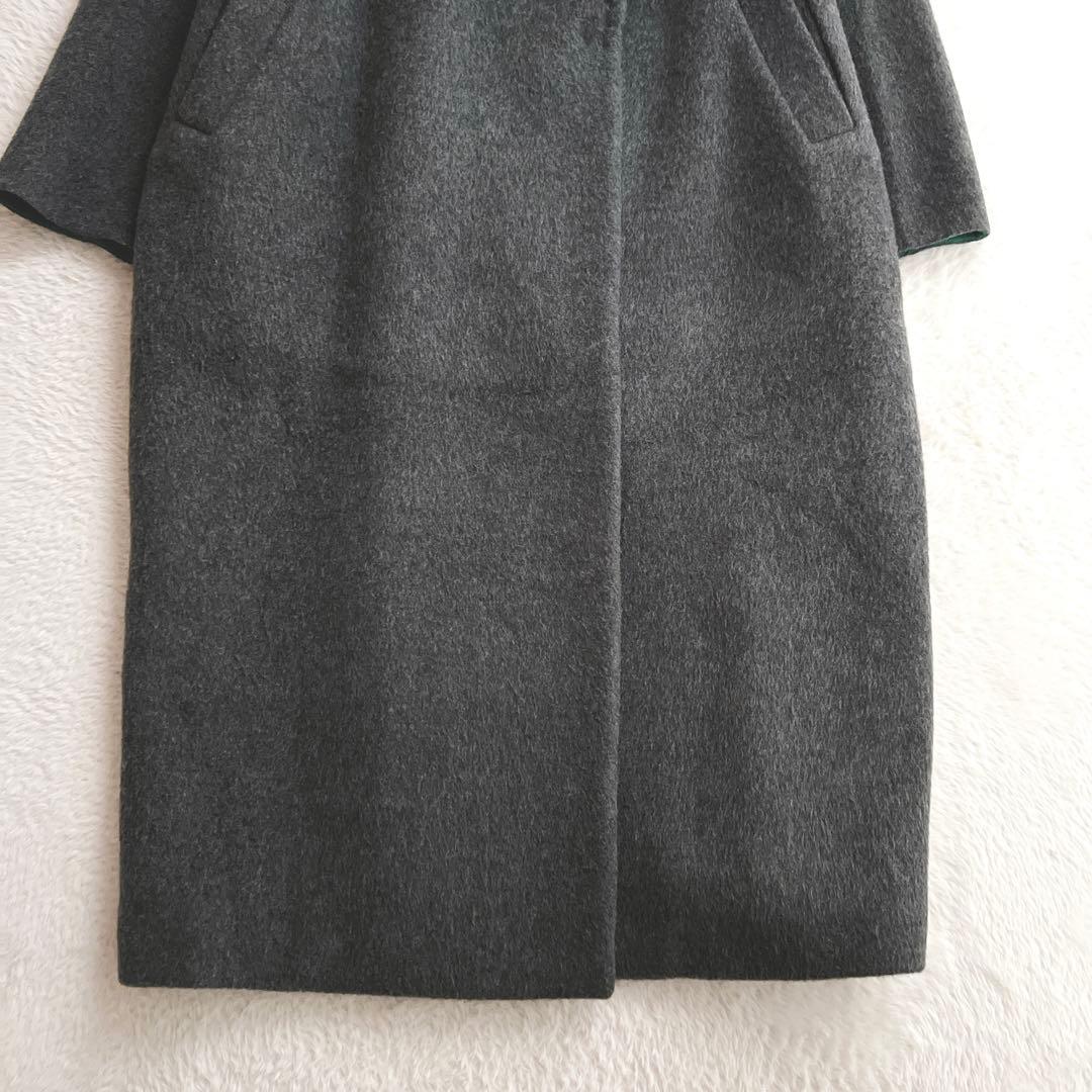 美品✨エンフォルド ウール リバーコート チェスター コクーン グレー×グリーン