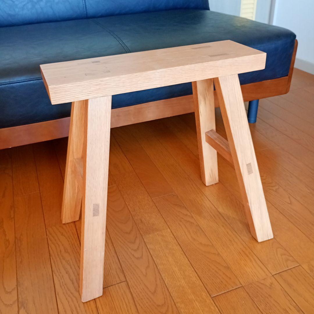 【お値下げ中】無印良品の無垢材ベンチ・小　オーク材　木製　サイドテーブル