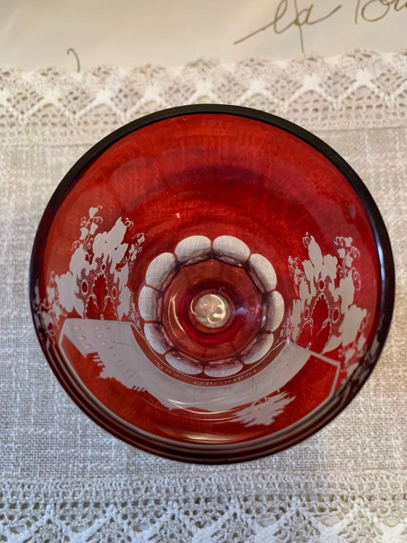 ボヘミアガラス　アンティーク19世紀後半　細密にカットされた風景画が素敵です！