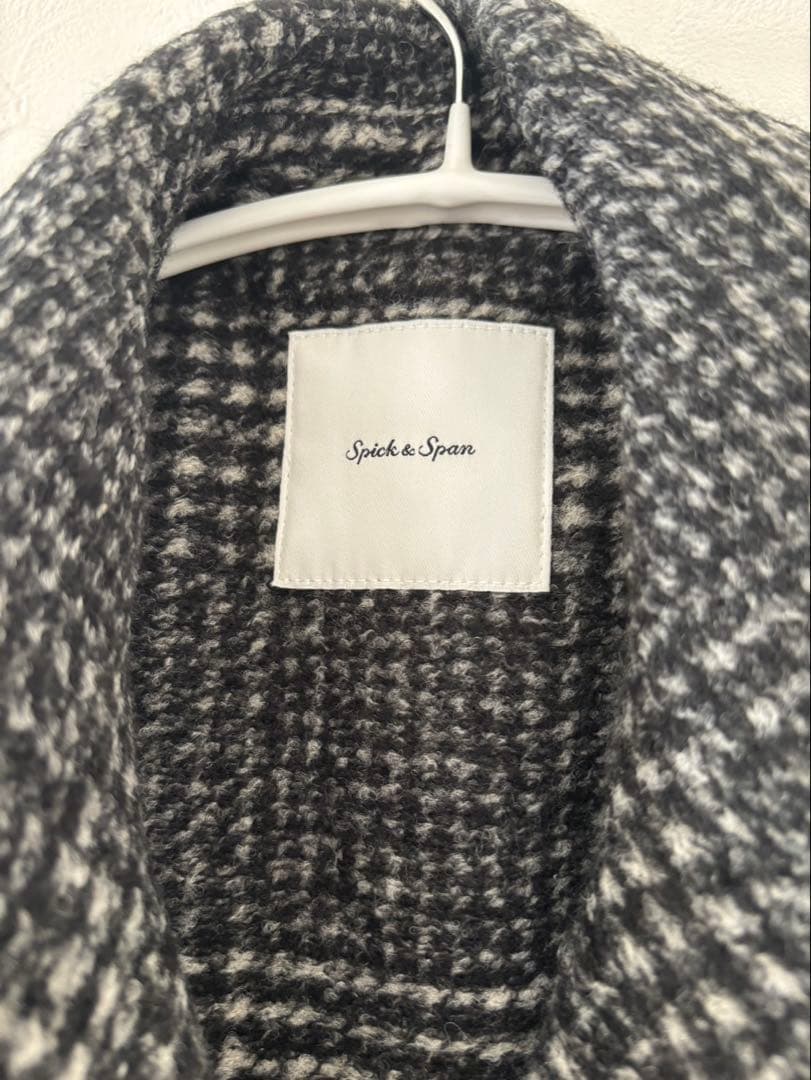 Spick and Span Wスライバーチェックハーフコート　ブラック　38