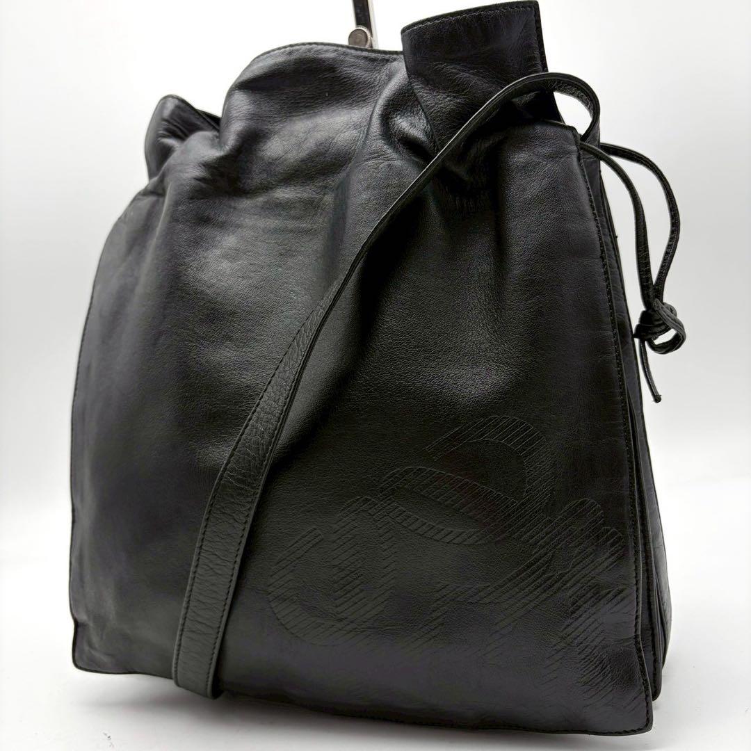 極美品✨ロエベ フラメンコ ショルダーバッグ 巾着型 アナグラム ブラック