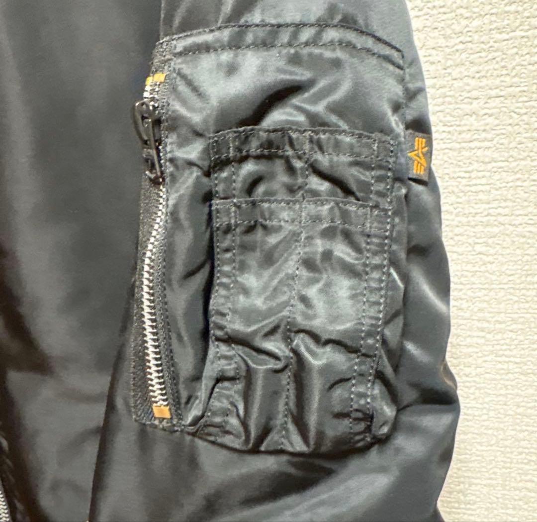 美品 アルファ MA-1 フライトジャケット 黒 S リバーシブル 中綿
