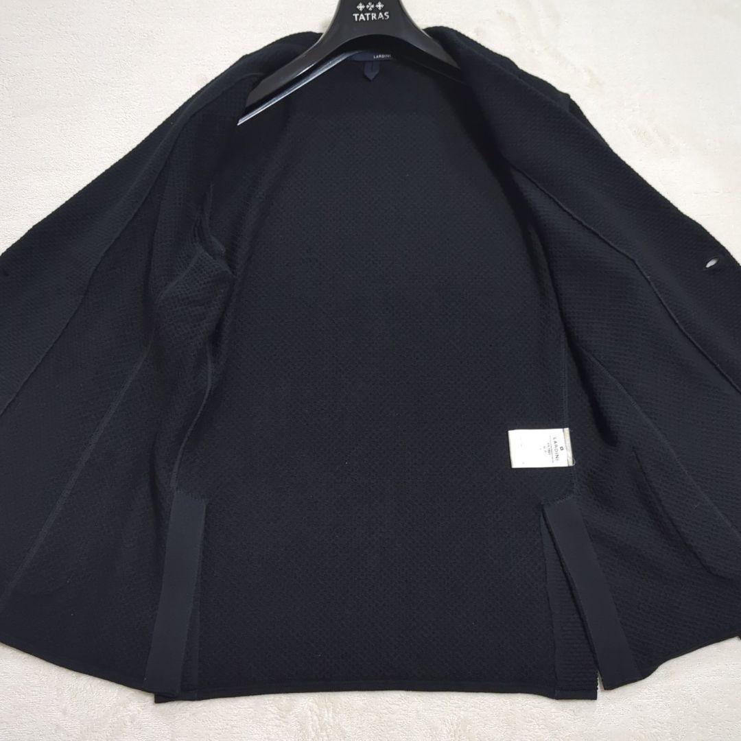 極美品 希少XL 近年 LARDINI エンボスニット テーラードジャケット 黒