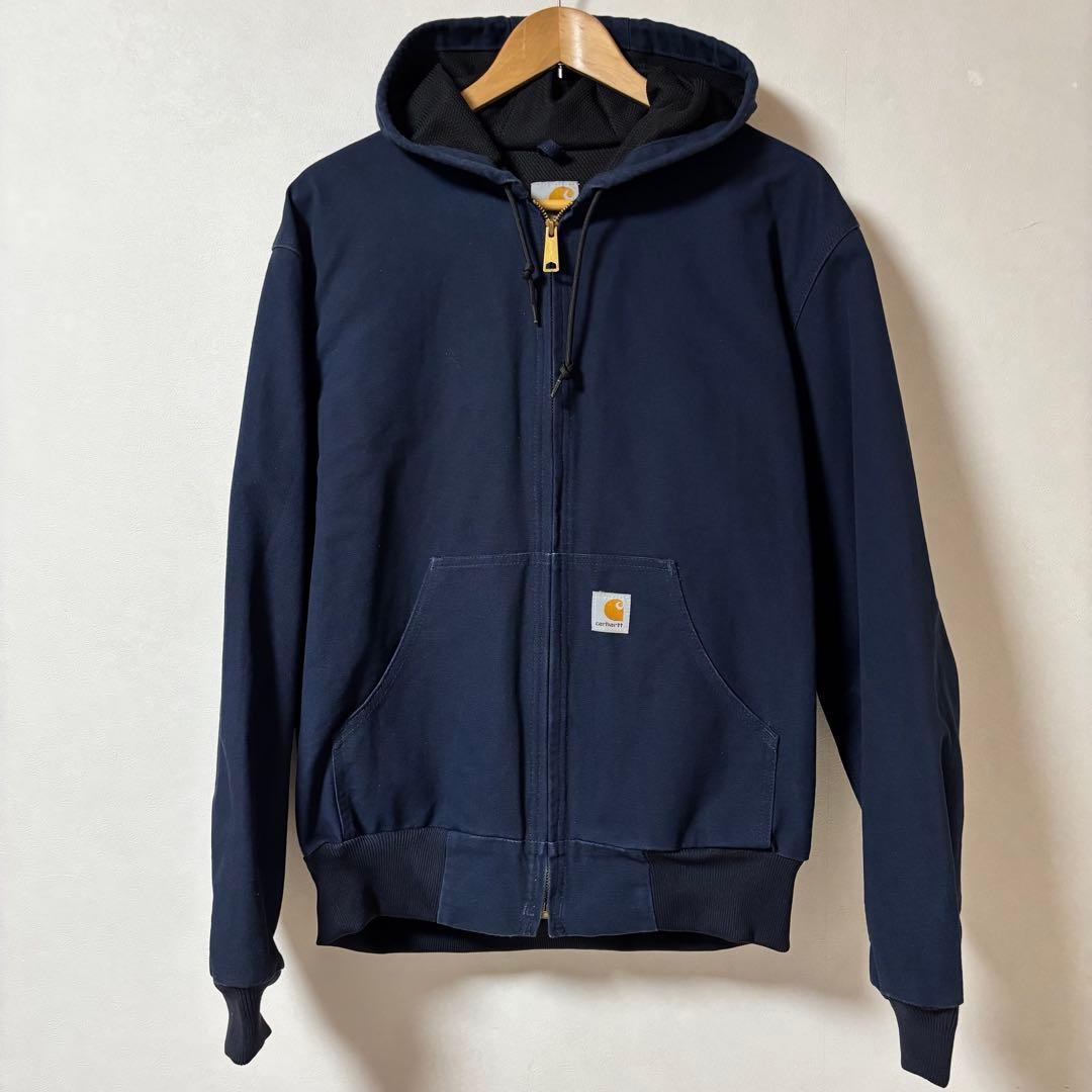 美品 USA製 カーハート アクティブ ジャケット パーカー M ネイビー 紺