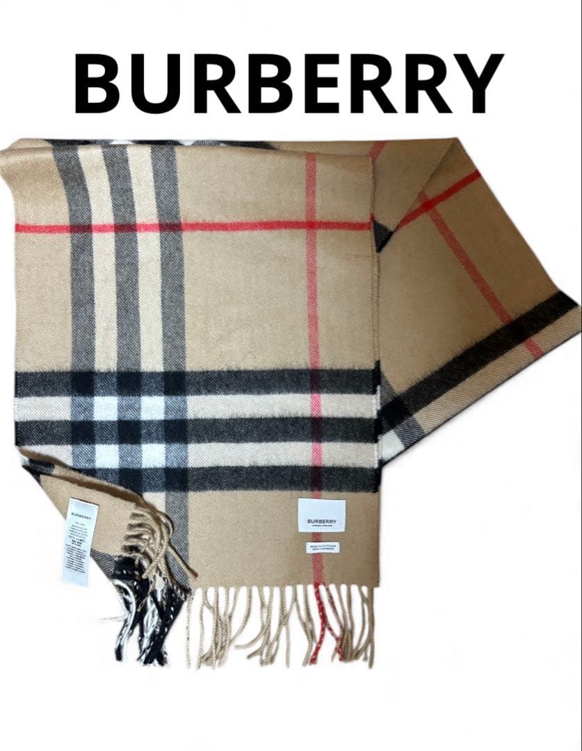 極美品✨【Burberry】カシミヤ100% マフラー　ウィメンズ　良品ベージュ