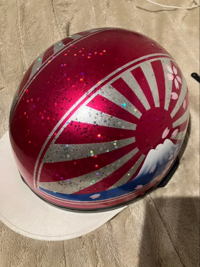 ピンク 半帽ヘルメット 桜と日の丸デザイン