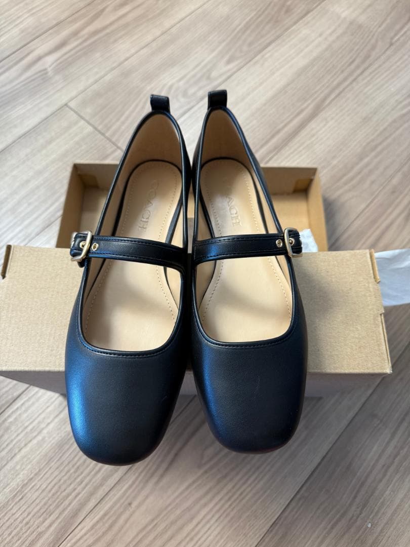 【極美品】COACH コーチ メリージェーン パンプス ブラック 24.5cm