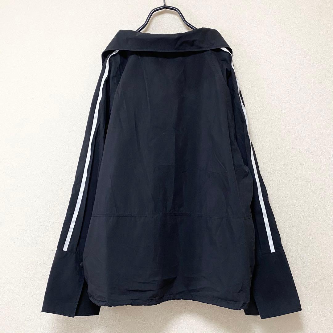 美品　アダムエロペ　ナイロンジャケット　スタンドネックドロストシャツ　ブルゾン黒