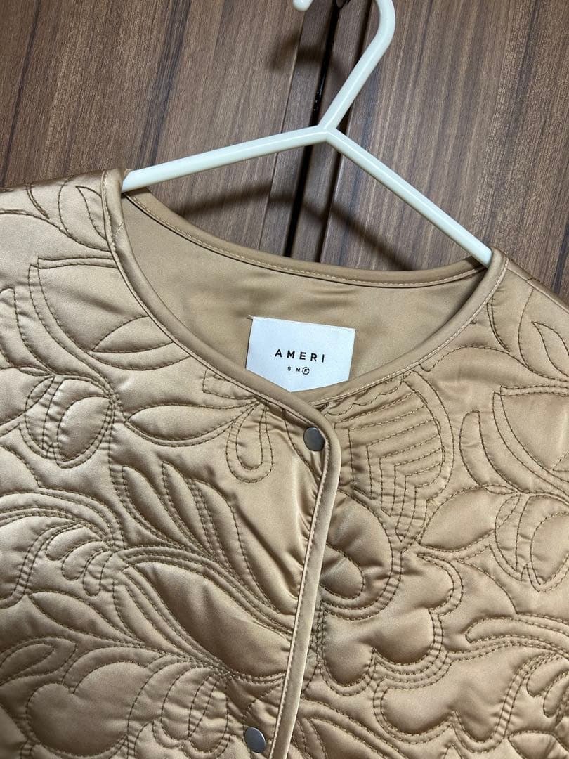 美品★ 2WAY LEAF PATTERN QUILTING COAT