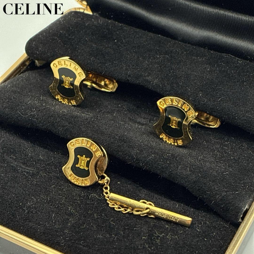 美品✨CELINE セリーヌ カフリンクス ネクタイピン マカダム トリオンフ