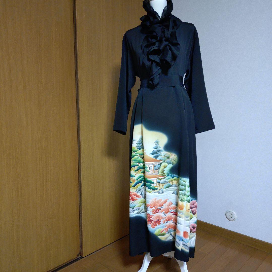 ぶ*ん様 【未使用正絹黒留袖】ロングワンピース4点セット　作家物　L〜LL