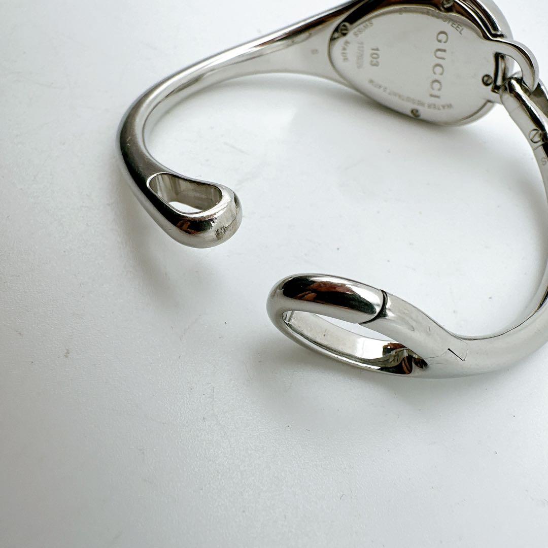 美品 稼動 GUCCI グッチ レディース腕時計 103 バングル シルバー