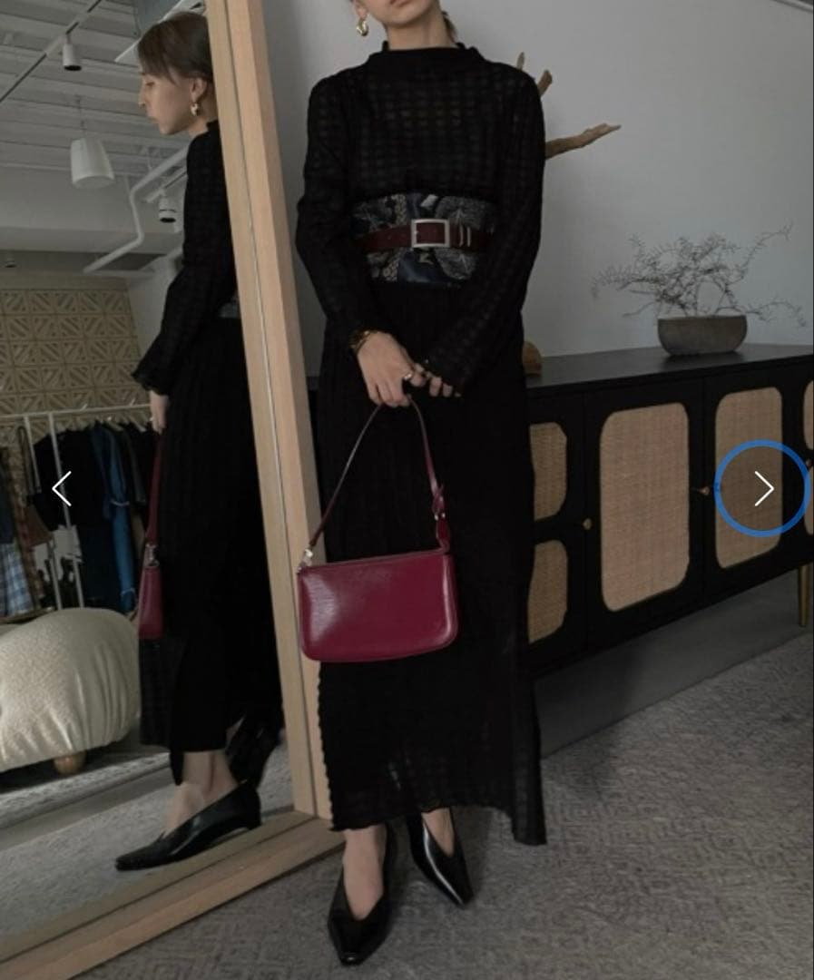 未着用Ameri PLAID SHEER TURTLE KNIT DRESS