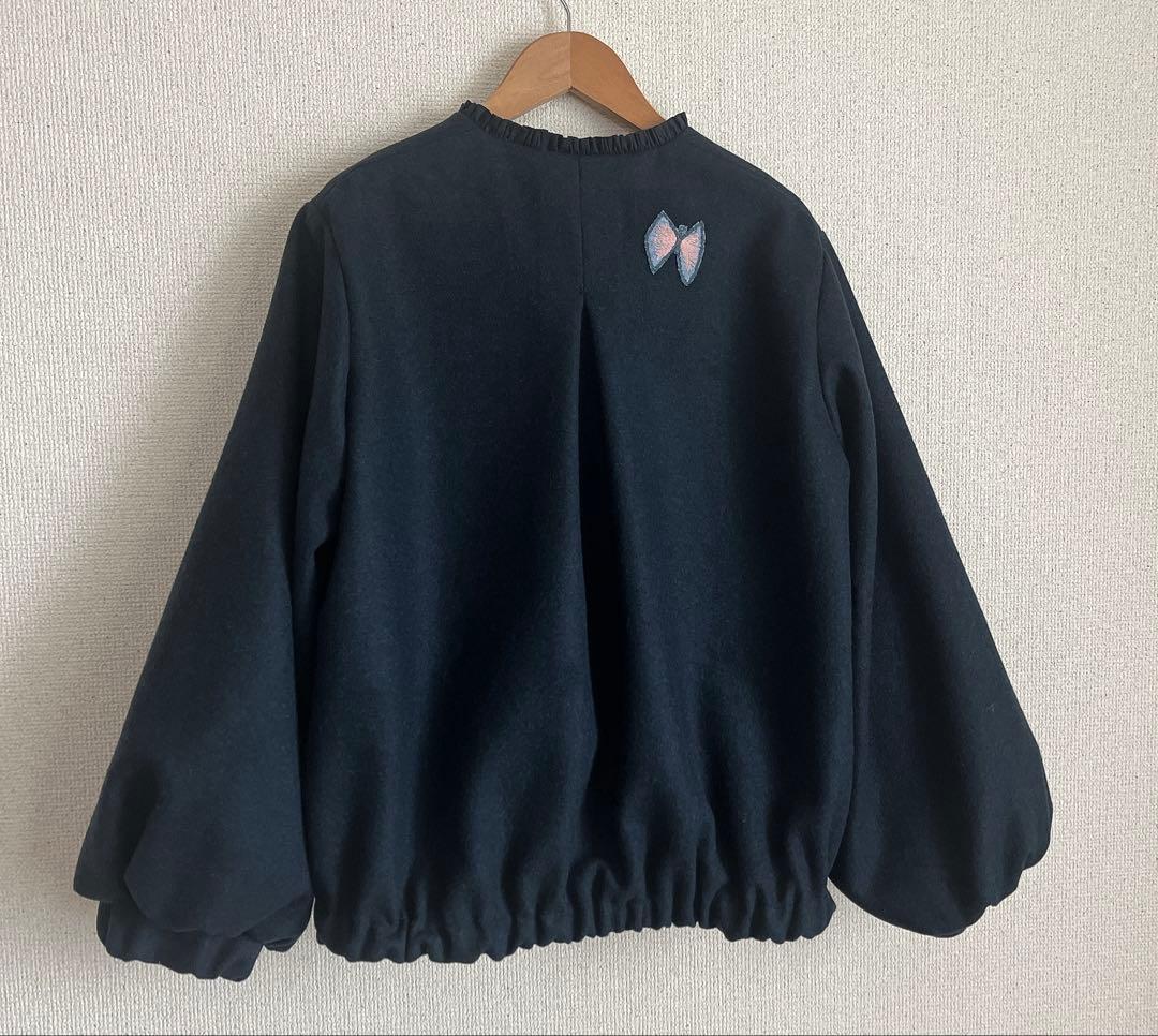 ミナペルホネン　sky flower 薄手ウール　総裏　ブルゾン　ハンドメイド