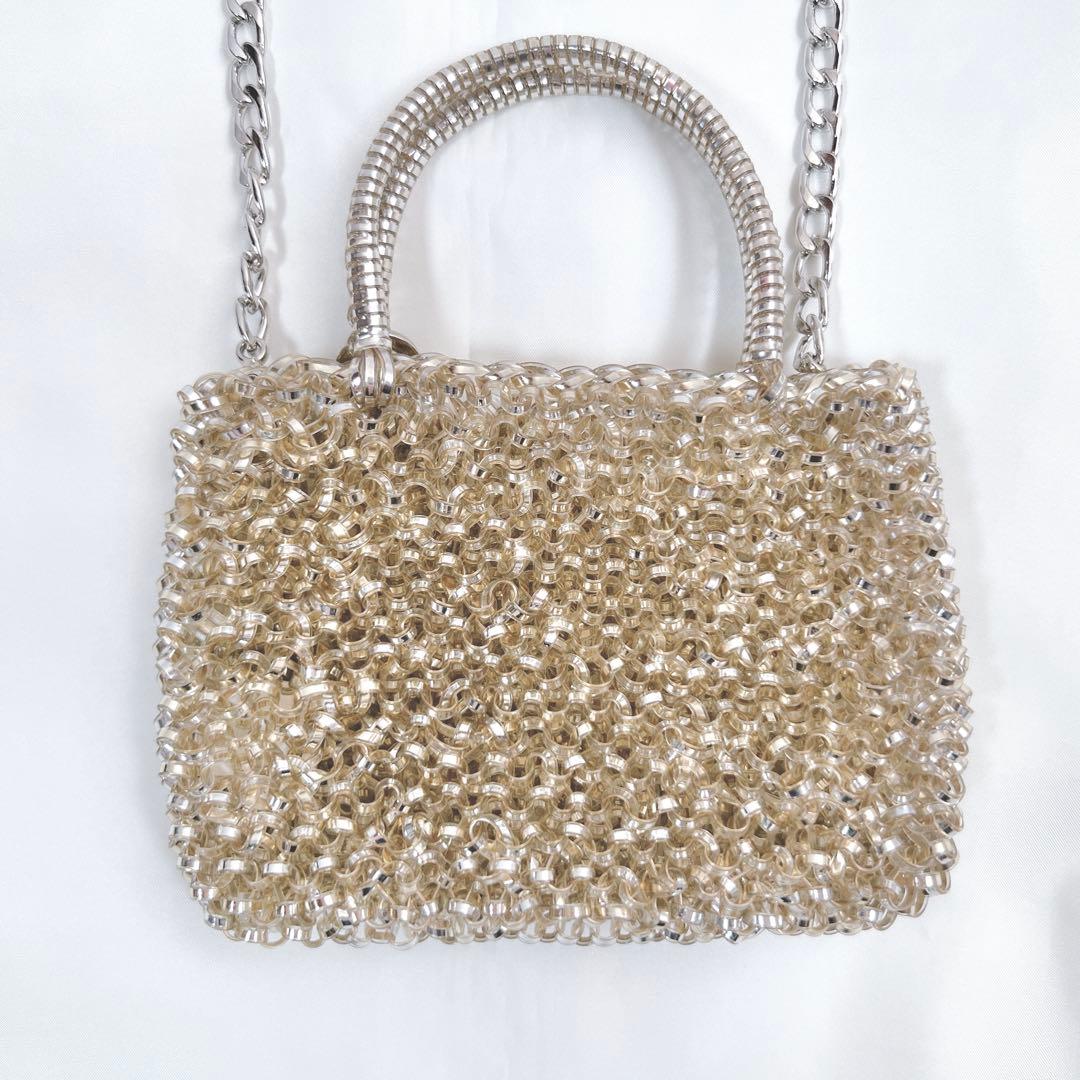 美品✨アンテプリマ スタンダードスクエア ミニ シルバーゴールド チェーン付