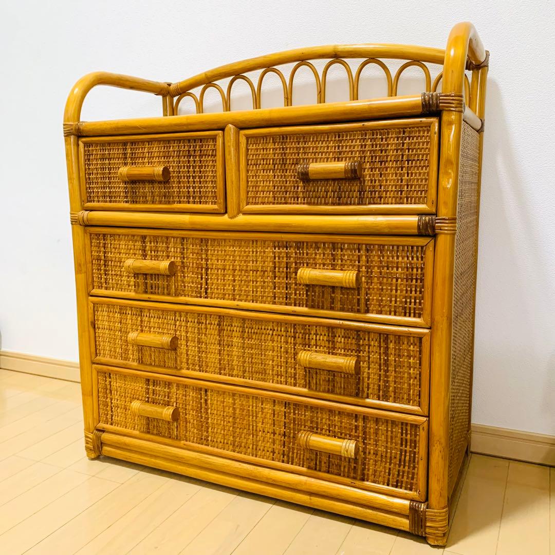 ラタン 4段 チェスト ラタンチェスト 籐チェスト 籐タンス　サイドボード