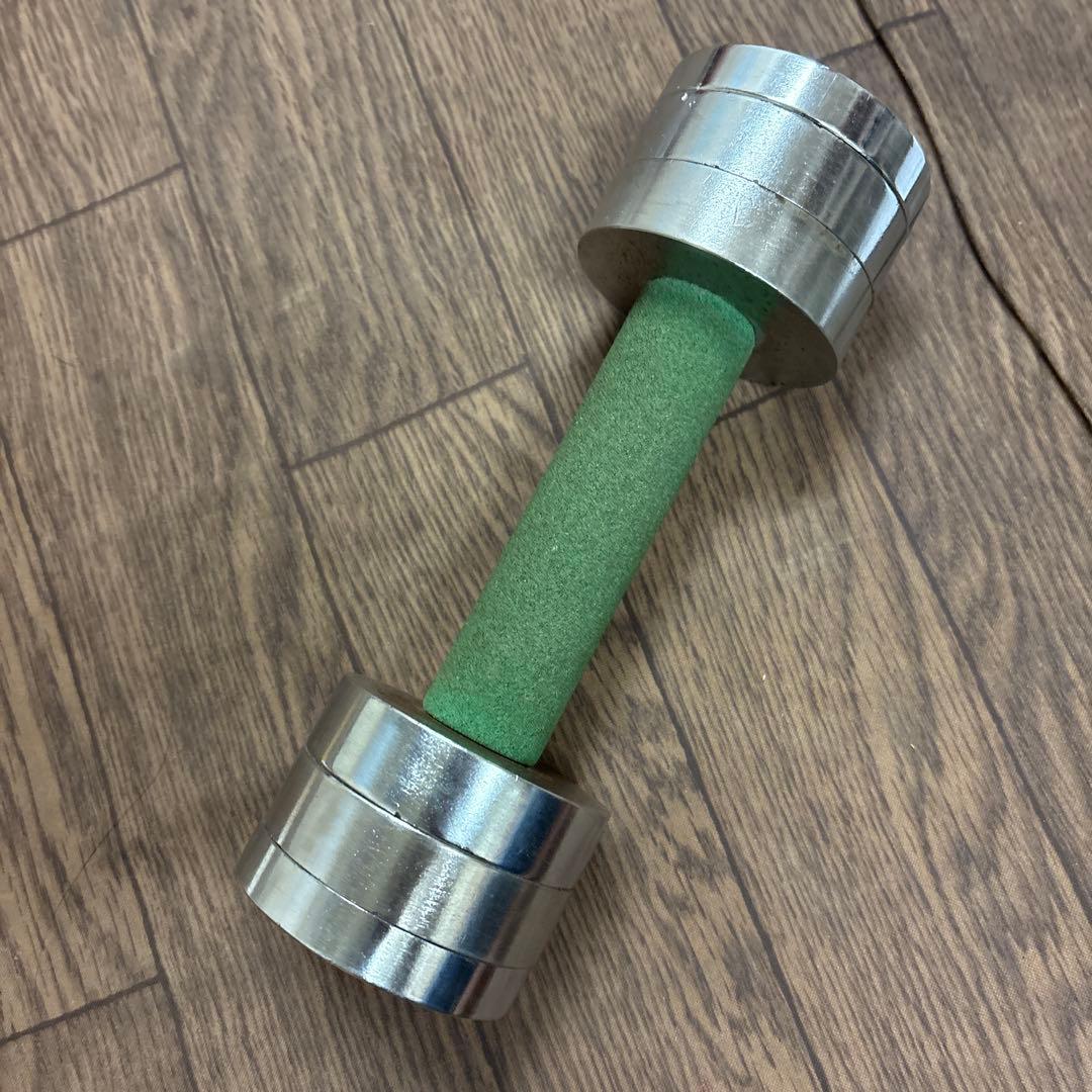 ダンベル 金属製 グリーンフォームカバー付き
