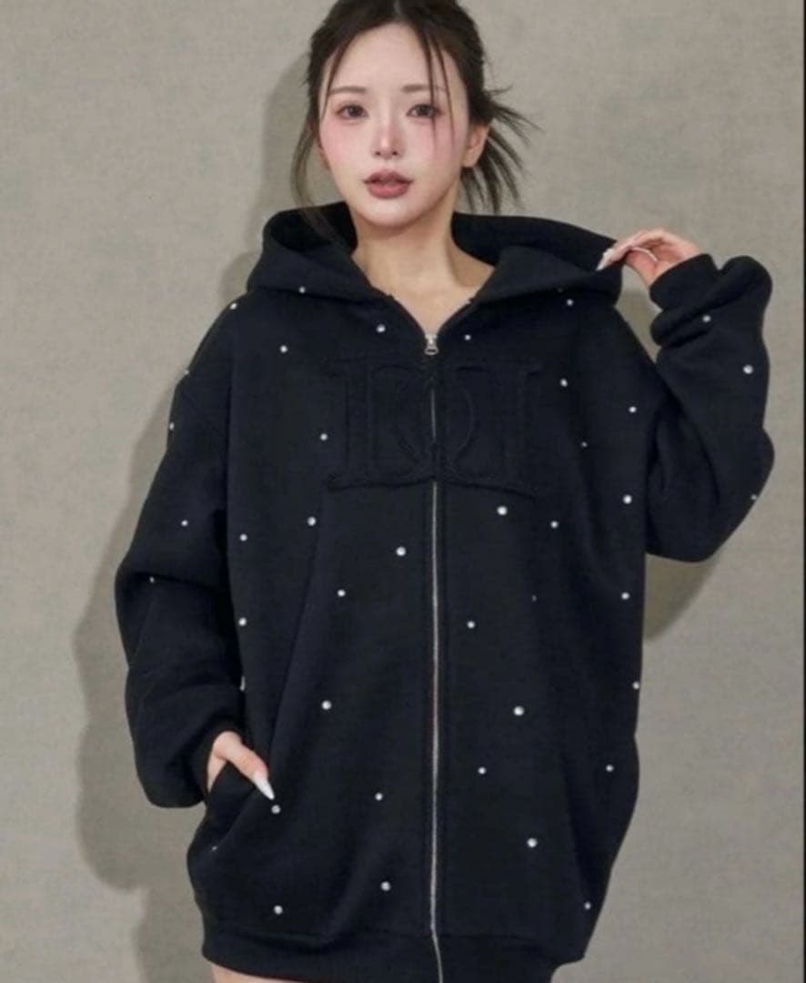 【着用2-3回】Darich DDロゴビジュージップパーカー ブラック