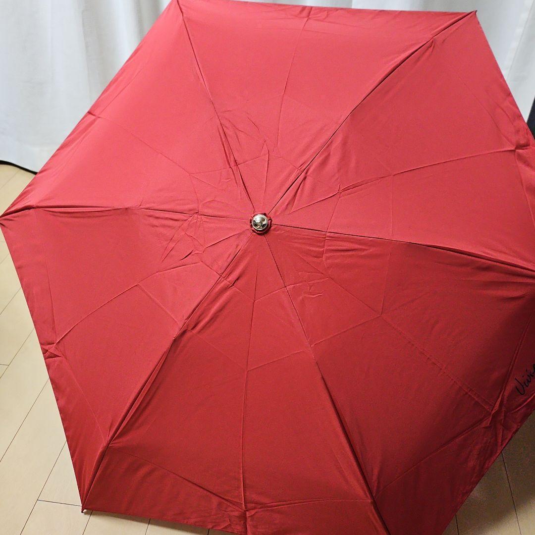 希少 未使用 ヴィヴィアン 折りたたみ傘 55cm 赤 刺繍フラワー タグ付き