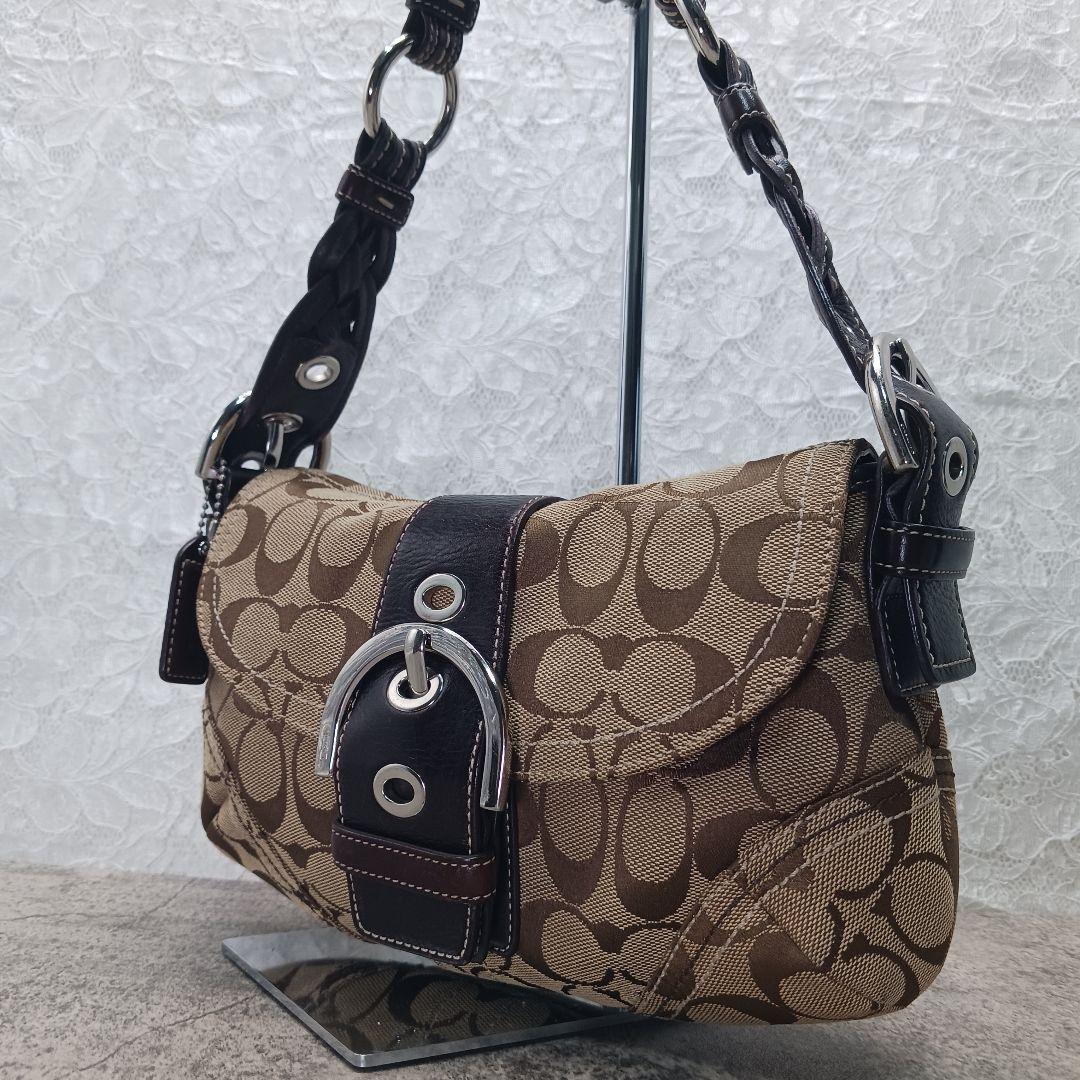 ​美品✨コーチ ソーホー シグネチャー ハンドバッグ 06171 キャンバス 茶