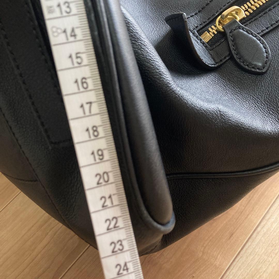 黒レザー ボストンバッグ ゴールド金具