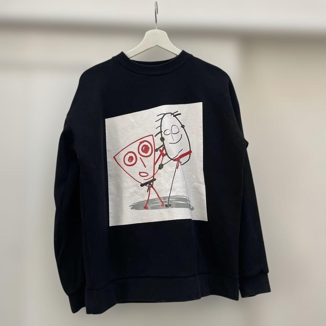 最終のお値下げ⚫︎PLAN C⚫︎ かわいいイラストの黒スウェット S ゆったり