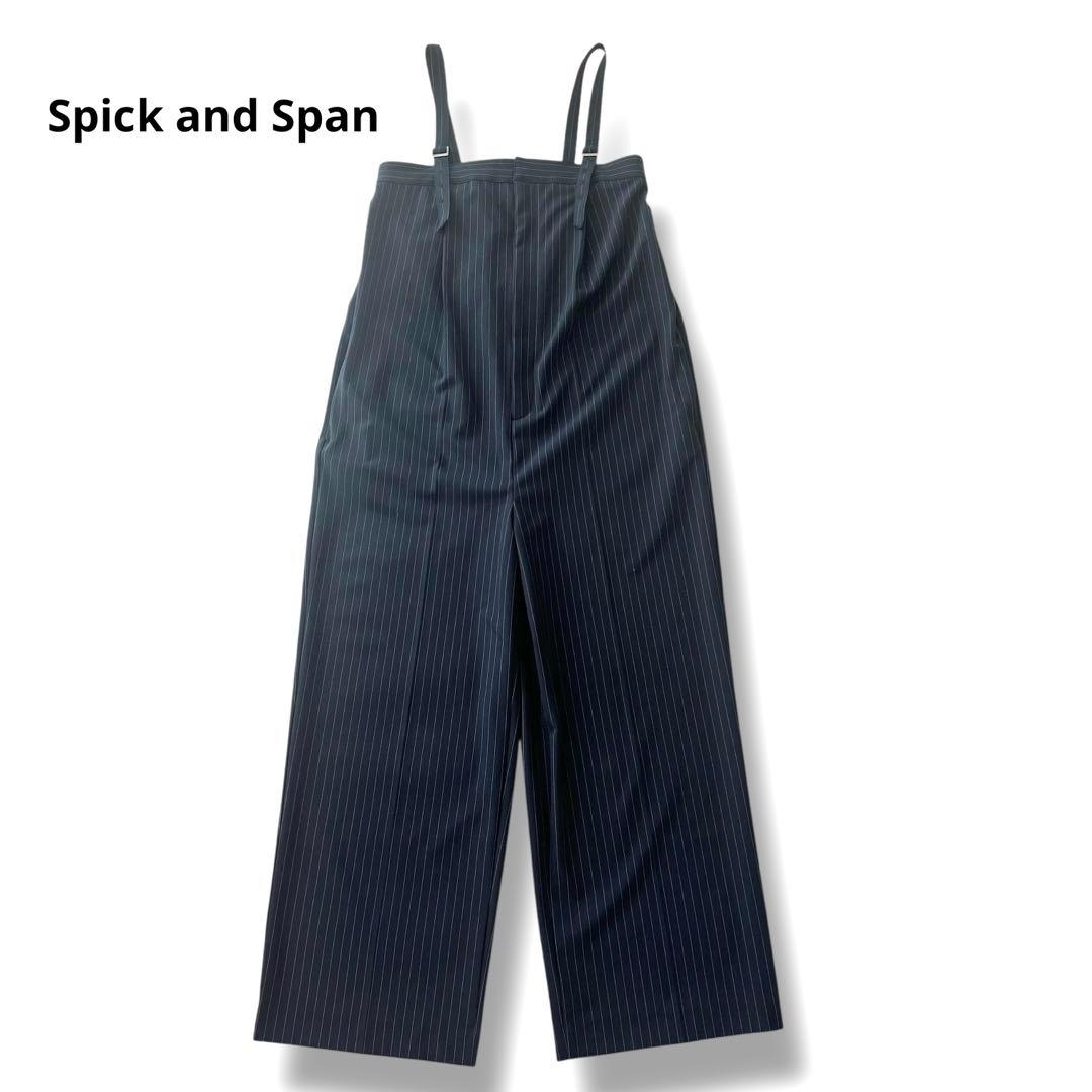 美品 スピックアンドスパン 24AW ベアオールインワン ネイビー 38