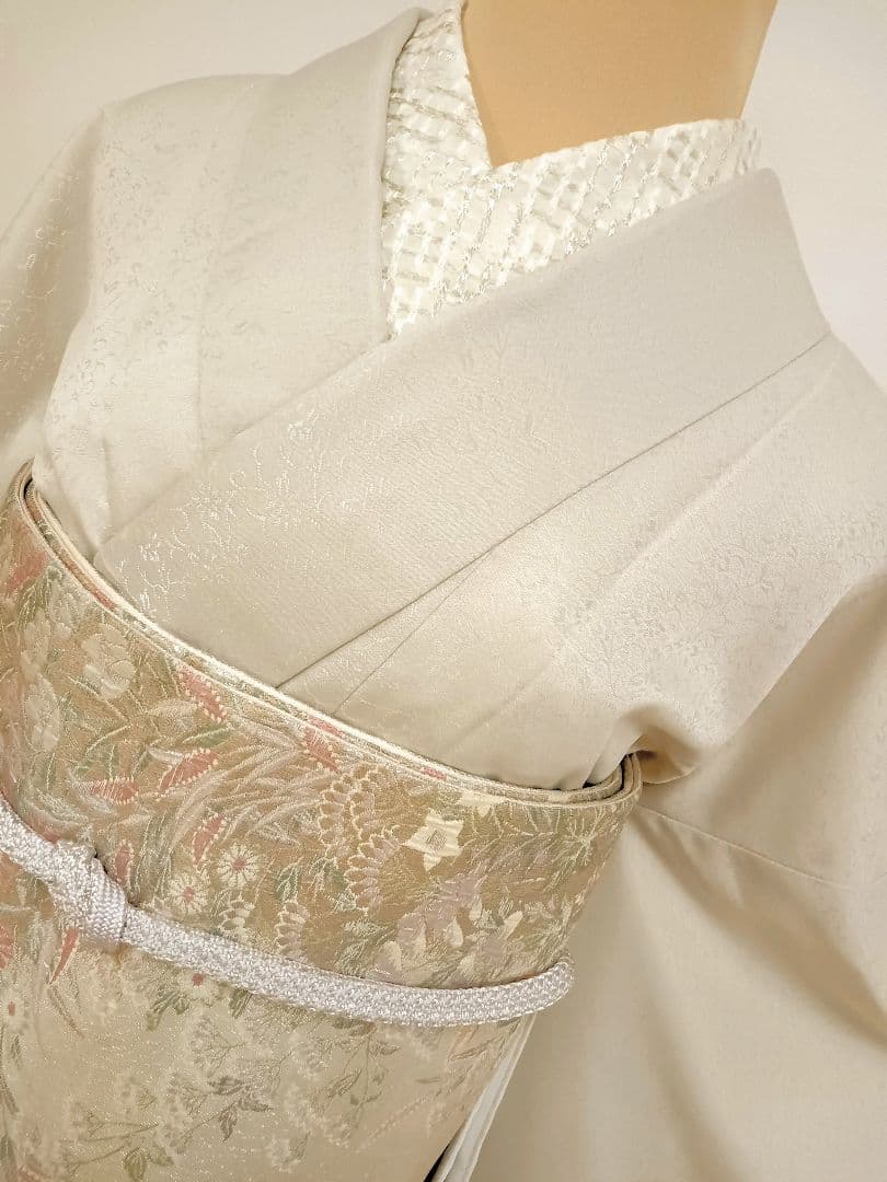 洗える色無地　花唐草地紋　ジャガード織　Lサイズ